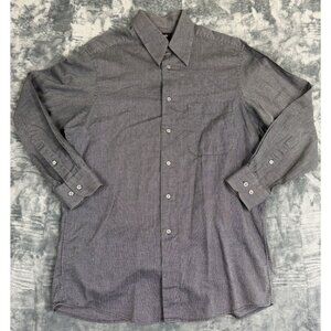 Hugo Boss Men’s Long Sleeve Shirt Gray Micro Stripe 15.5 32/33